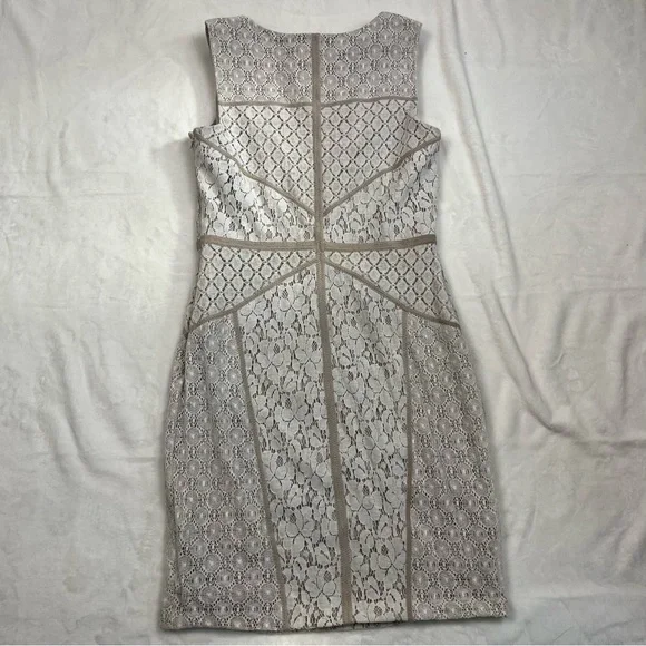 Maggy London Ivory Lace and Tan Bodycon Dress size 8 - Picture 7 of 7